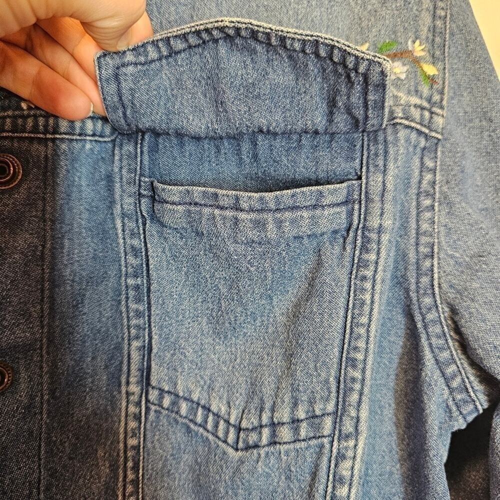 Karavan Denim Floral Embroidered Short Casual Blue Denim‎ Jacket Small - Picture 5 of 11